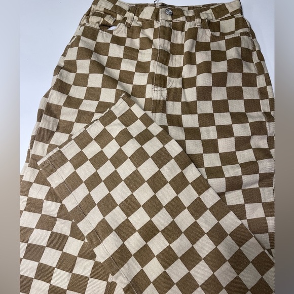 NWT - BOOHOO TALL CHECKERBOARD PRINTED BOYFRIEND JEANS SIZE 6/M - Picture 6 of 15